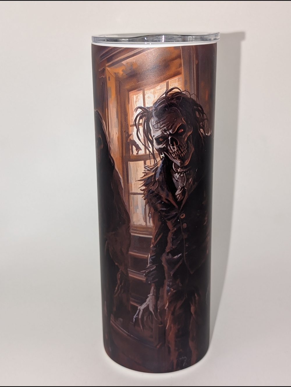 Gothic Skeleton Art Stainless Tumbler - Brown & Black 20oz - Brand New